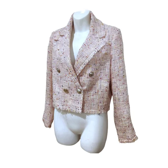 Aqua pink raw hemline jacket. Sz.S - Picture 2 of 14